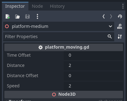 Moving Platform Properties